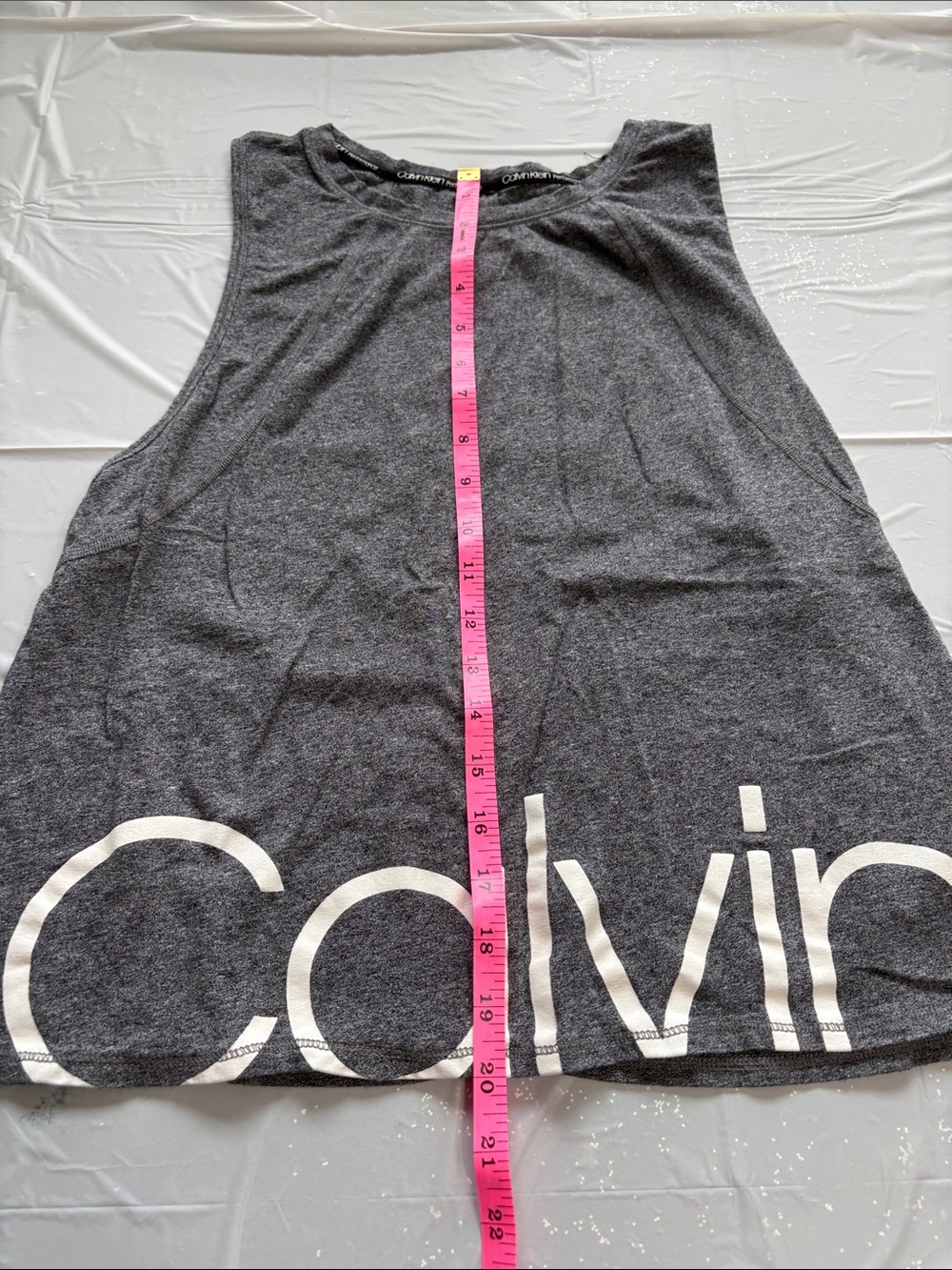 Calvin Klein Dark Gray Sleeveless Open Back Logo Tank - Picture 5 of 10